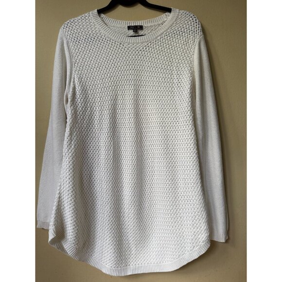 Lety & Me Women's‎ White Knit Sweater S XL Coastal Nautical Pullover Elbow Patch - Picture 12 of 15